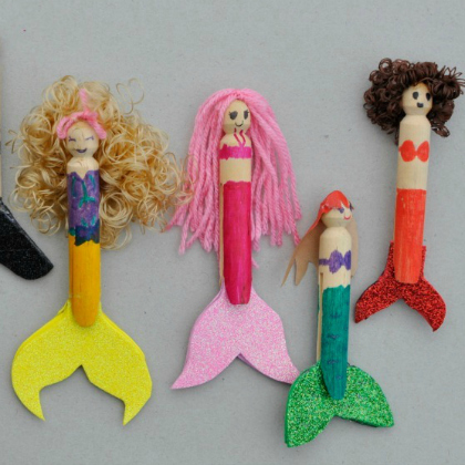 peg mermaid dolls, 25 Magical Mermaid Crafts, mermaid projects, ideas for mermaid, mermaid costume, mermaid for kids. mermaid stuff, mermaid crafts, little mermaid