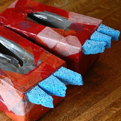 monster shoe box, 25 Spunky Sponge Crafts and Activities for Kids, Sponge ideas. ways to play with sponge, how to play with sponge. sponge activities
