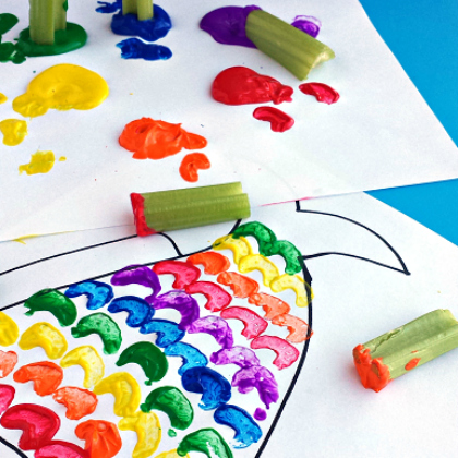 Celery Stamped Rainbow Fish for kids!