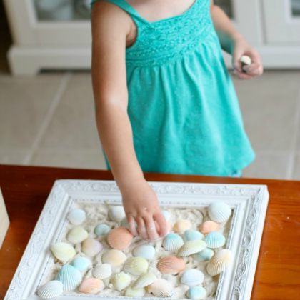 shell collage, Summery Seashell Crafts For Kids