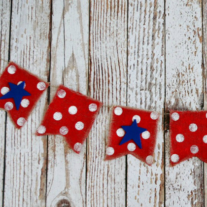 4th of July Banner Craft with Red Blue and white colors Red, Blue and White. USA Flag. Memorial Day, Independence Day