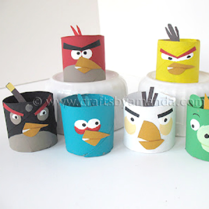 cardboard tubes, 25 Awesome Angry Bird Crafts and Activities Featured, angry birds, crafts for kids, fun crafts, angry birds themed party, angry birds ideas