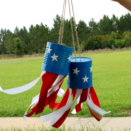 Patriotic Wind Sock Craft for 4th of July. Red, Blue and White. USA Flag. Memorial Day, Independence Day