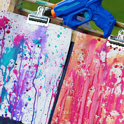 Squirt-Gun-Painting outdoor activities for kids!