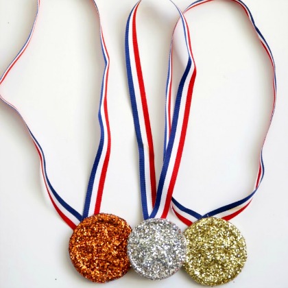 gold, silver, and bronze medals