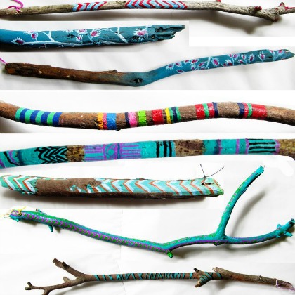 painted sticks, 25 Beautiful Brazil-Inspired Crafts For Kids, Brazil crafts, country inspired crafts, country-themed projects. kids crafts country
