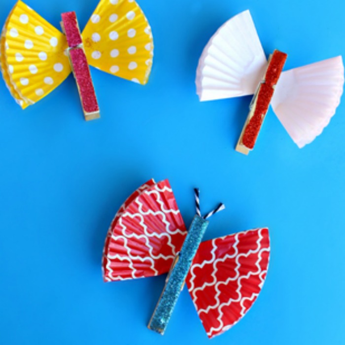 Clothespin Butterflies Craft for Kids. 
