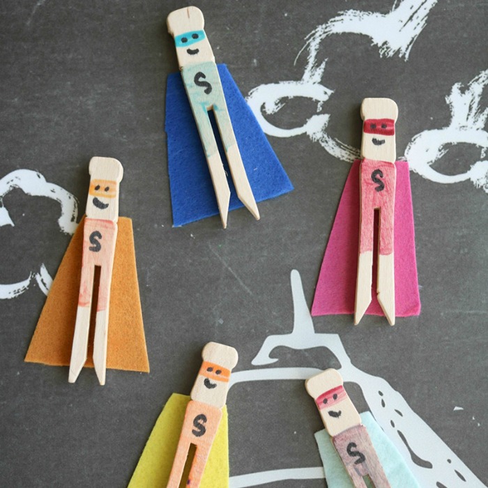 Wooden Clothespin Super Heroes. Clothespin Craft for Kids