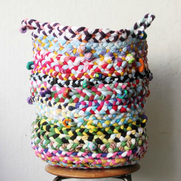 Old Clothes braided Into a Basket