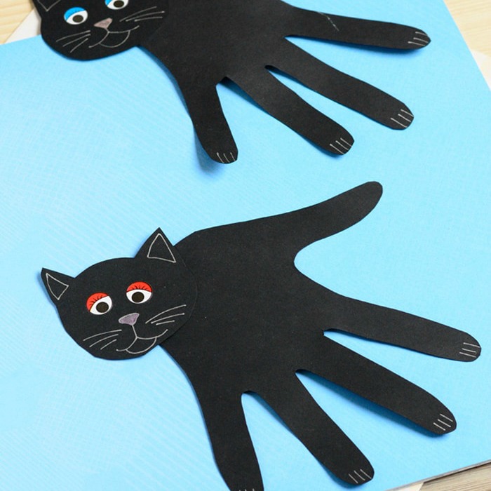 Black Cat Handprints. Handprint Black Cat Craft