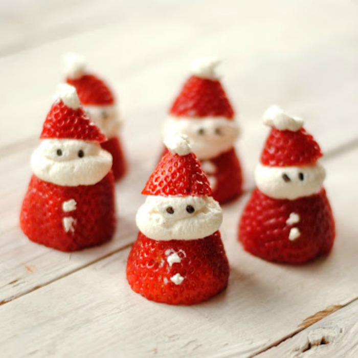 strawberry santas, Whimsical Winter Snacks For Kids