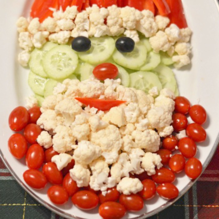 santa veggie plate, Whimsical Winter Snacks For Kids