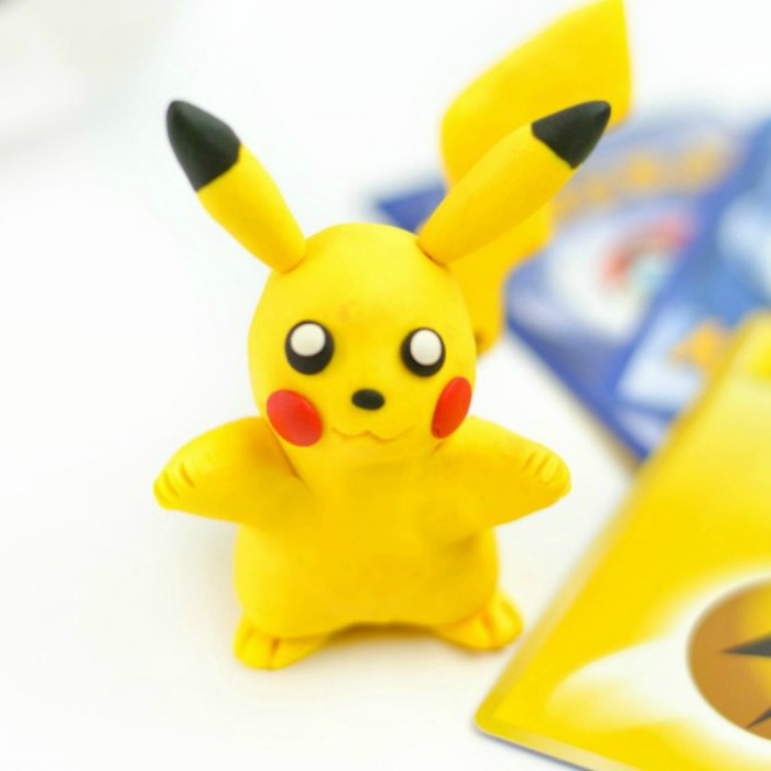 Cute yellow Pikachu made of Oven Clay