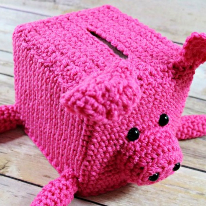 Crochet Piggy Bank Tissue Box  for kids!