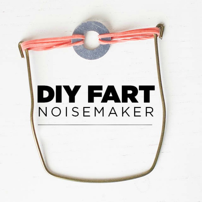 DIY Fart Noise Maker for Boys Silly Slumber Party made of washer, rubber bands and hanger wire