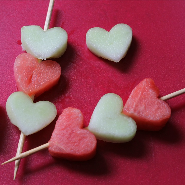 melon heart-shaped kabobs