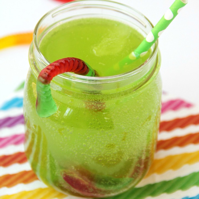 Delish Slumber Party Drink: Green Gummy Worm Punch