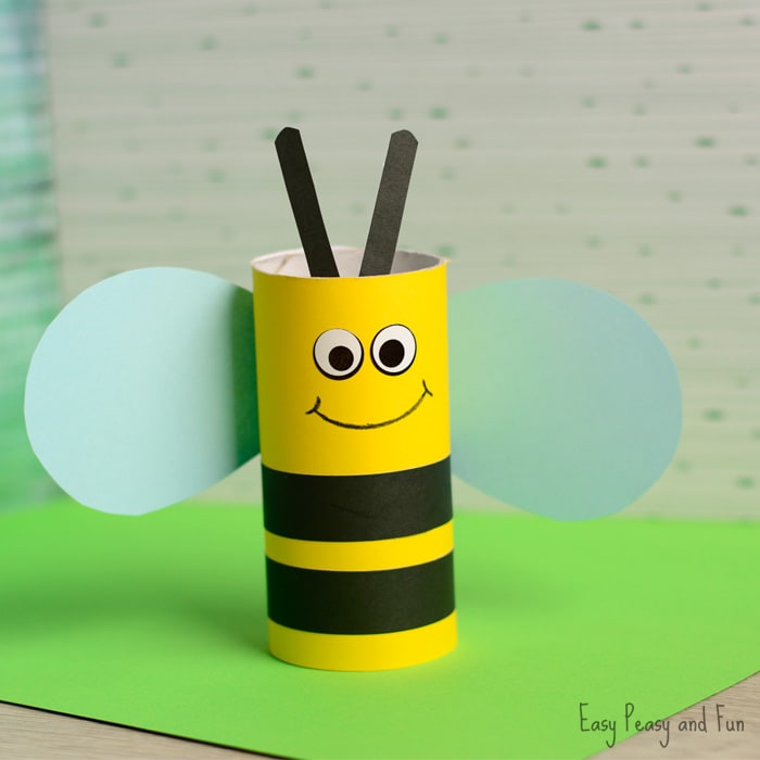 Recycled Toilet Paper Roll Bee-Craft-DIY-play-ideas