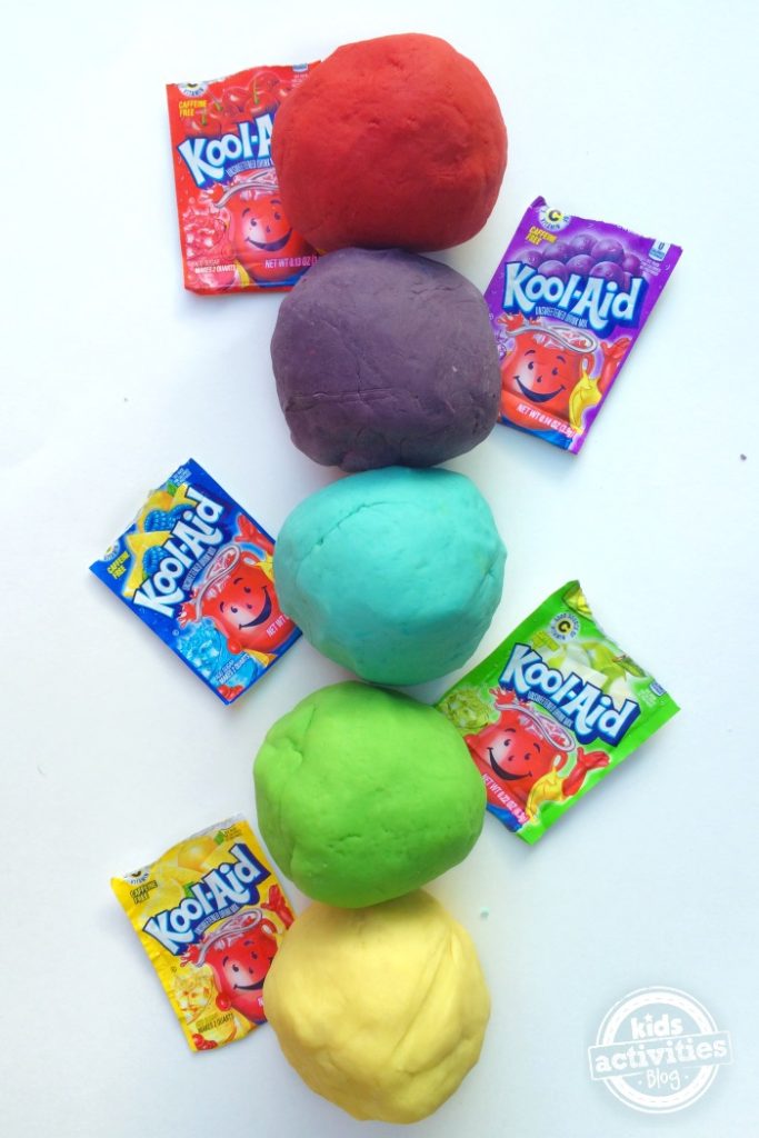 colorful Kool-Aid play dough