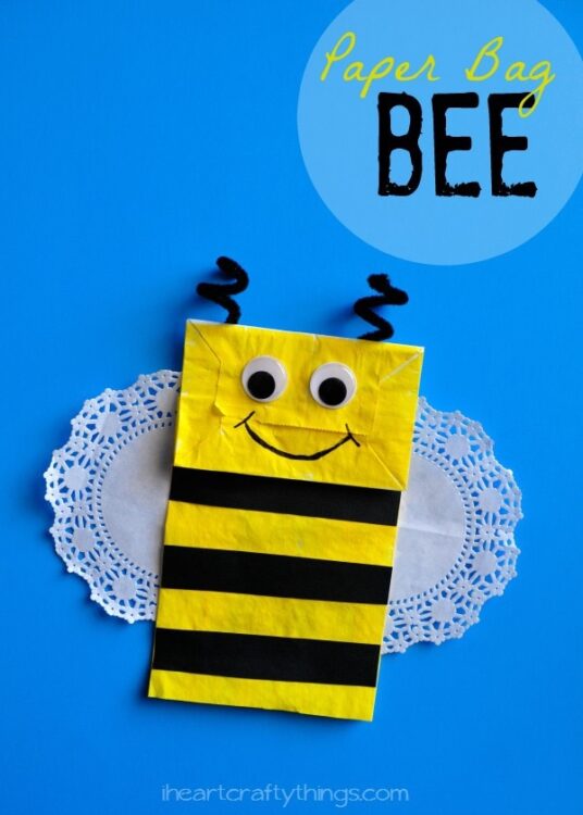 DIY Paper Bag Bee Puppet-for-kids