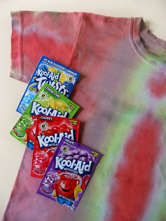 colorful Kool-Aid tie-dyed shirt