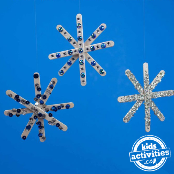 craft stick snowflakes to hang indoors no matter the weather outside - fun kids craft from Kids Activities Blog