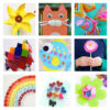 Paper Crafts for Kids - collage of 9 paper crafts featured on Play Ideas
